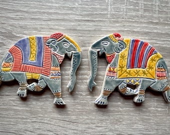 Handmade ceramic grey Elephant mosaic tile shape for mosaic making