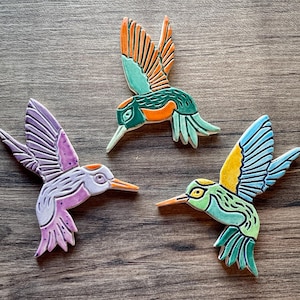 Handmade Hummingbird ceramic mosaic tile