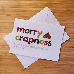 Merry Crapness - kerstkaart, rouwkaart, condoleancekaart, Thinking of You-kaart, rouwkaart, verlieskaart