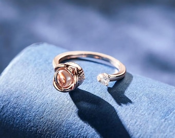 Anillo con proyección de fotos personalizado, anillo abierto con foto personalizado para mujer, anillo con imagen personalizada, regalo para ella, regalo de aniversario, anillo de compromiso