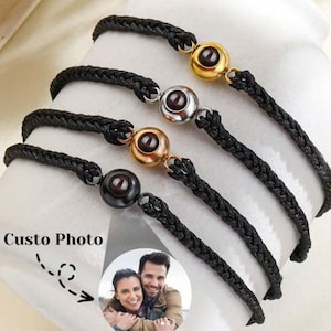 Customized Photo Projection Braided Rope Bracelet | Picture Inside Jewelry | Projection Coordinate Bracelet | Memorial Gift