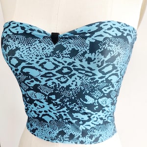 Strapless Blue Bandeau Bra Top - Handmade, Stretchy Tube Top, Comfortable Summer Festival Wear - Size S