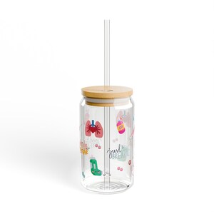 Copo com canudo para terapeuta respiratório, copo profissional para bebidas médicas, copo com design fofo, presente para saúde, copo de 16 oz, agradecimento RT