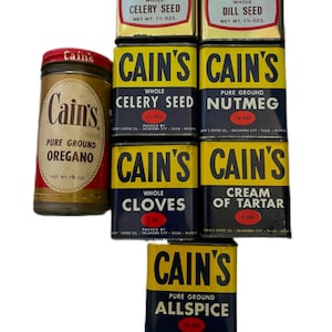 Vintage Gewürzdose der Marke Cain. 1950er Jahre Verschiedene Gewürz Gewürzdosen. Schöne antike Dosen. DU WÄHLST!