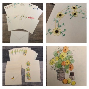 Vintage Stationary and note cards. Flowers, matching envelopes. YOU CHOOSE.