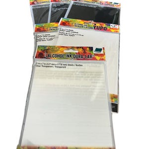 Ranger Ink - Tim Holtz - Folhas de tinta alcoólica de 13,7 cm x 18,7 cm ou etiquetas distress. Yupo, Dura-Bright, Dura-Lar, folhas ou etiquetas de cartolina! A escolha é sua!