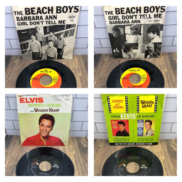 Elvis Beach Boys 45 Playing records with original sleeves.  YOU CHOOSE.