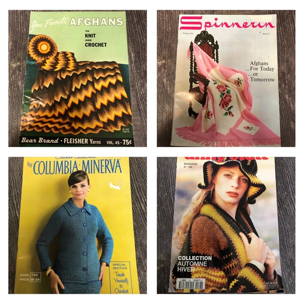 magazines vintage ! Anny Blatt, afghans, crochet, Columbia Minerva, Spinnerin ! VOUS CHOISISSEZ !