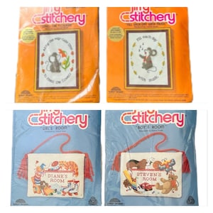 Jiffy Stitchery! Sunset Designs. Mice beginning kits! New old stock! Preowned unopened. YOU CHOOSE.