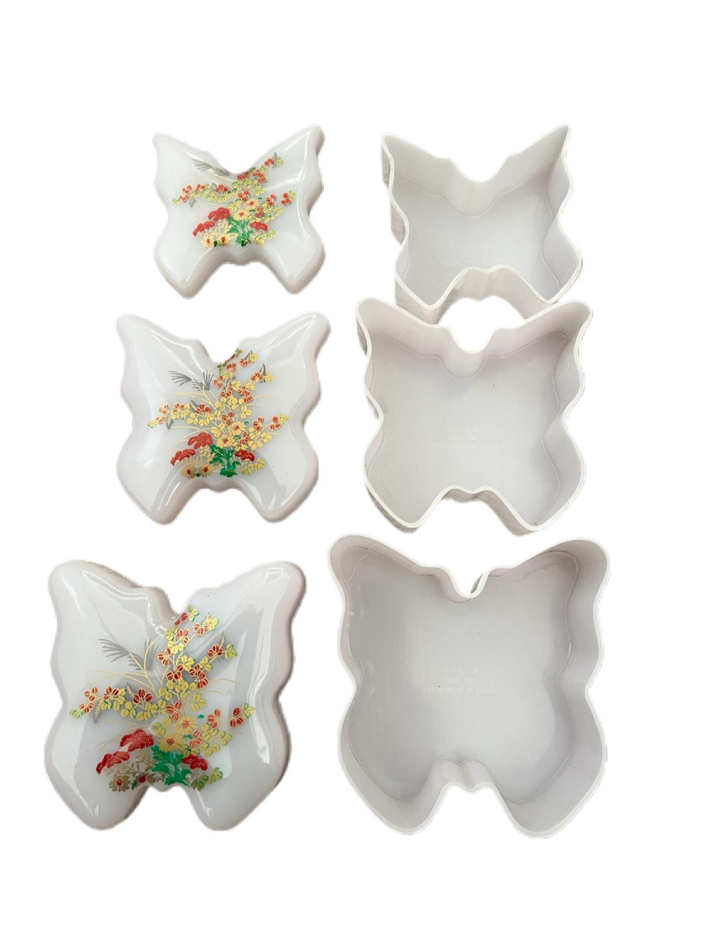 Vintage Asian Japanese Light Pink Butterfly Jewelry Boxes Plastic