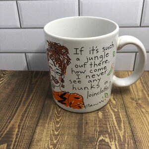 Sale***** Vintage 1989 Hallmark Shoebox Greetings Denise Coffee Mug Cup Jungle Hunk Loincloths