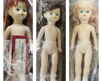 Vintage large 11 1/2” craft doll. Porcelain look. New old stock! YOU CHOOSE!