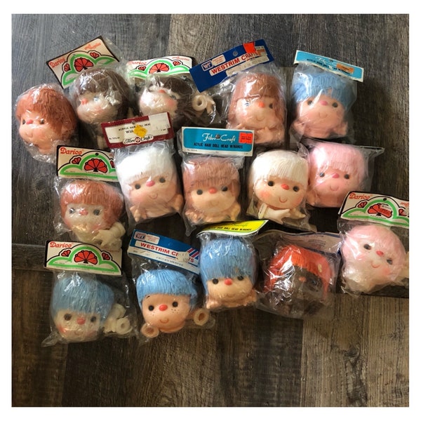 Vintage Darcie, Fibre Craft, Doll Craftin’ brand doll heads and hands. Like strawberry shortcake faces. New old stock. YOU CHOOSE!