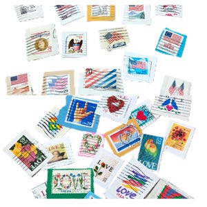 20 selos postais cancelados usados Vintage TEMÁTICOS. EUA. Todas as imagens diferentes. Dif. Custos, tamanhos, anos.