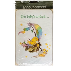 Vintage American Greetings Baby Announcements. Care bear! 8 cards 8 envelopes. New old stock!