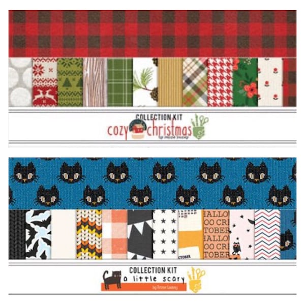 2 Single Sheets of OPEN stock 12”x12” A Little Scary & Cozy Christmas. FANCY PANTS Scrapbooking papers.