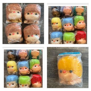 Vintage extra LARGE doll head and hands. Approximately 5”x5” yarn hair. Like Strawberry Shortcake faces.  YOU CHOOSE!