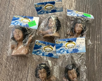 Vintage Darice brand 2 1/2” Angel doll heads and arms. Brown. Vinyl. New old stock. In original packages. YOU CHOOSE.