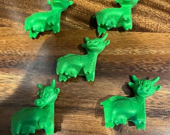 ヴィンテージ消しゴム。牛の消しゴム5個セット。ピンク、イエロー