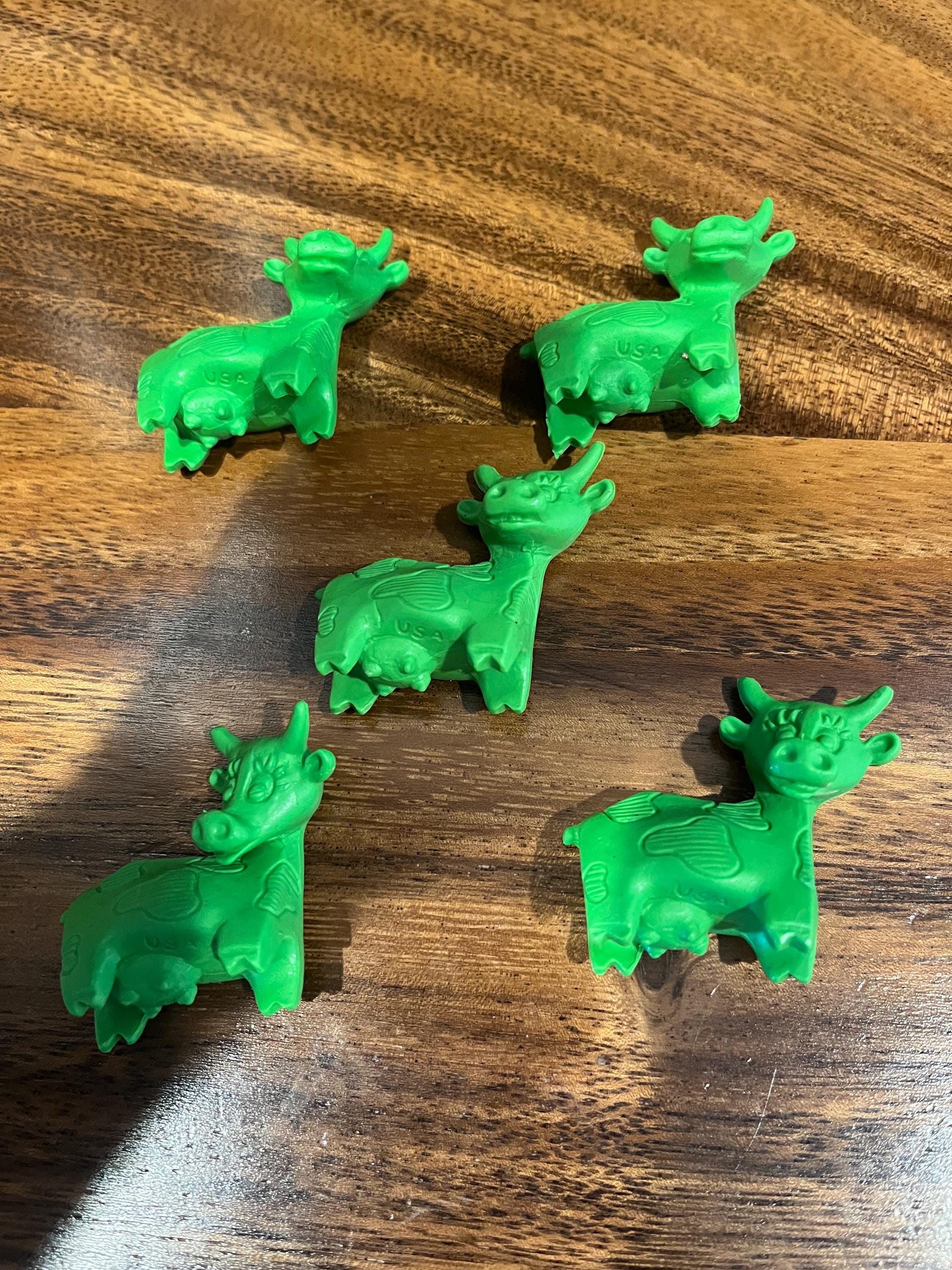 ヴィンテージ消しゴム。牛の消しゴム5個セット。ピンク、イエロー