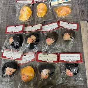 Vintage Fibre Craft vinyl doll head on pick/wire! 1 3/4”- 2” New old unopened stock. YOU CHOOSE!