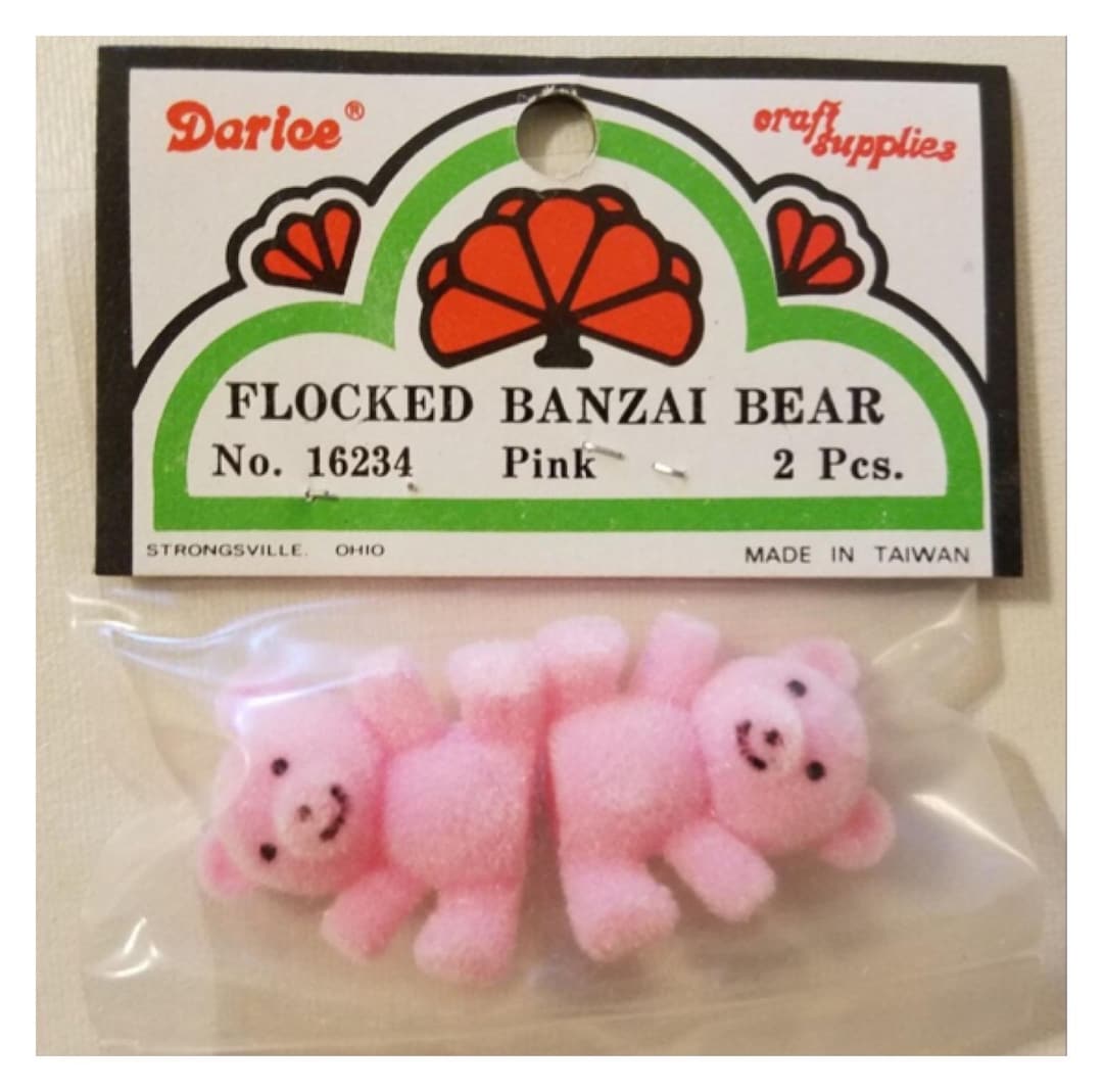 Vintage Darice Craft Bears. Flocked Miniature Bonzai Teddy Bears