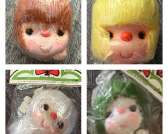 Cabezas y manos de muñeca vintage de 3 a 3 1/2 pulgadas, marca Darice o Westrim. Caras de pastel de fresa. Muñeca Mitzy. ¡TÚ ELIGES!