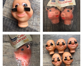 Vintage Gaudio craft center doll head. Pig craft head or old man w/ glasses. New old stock. In original packages. YOU CHOOSE!