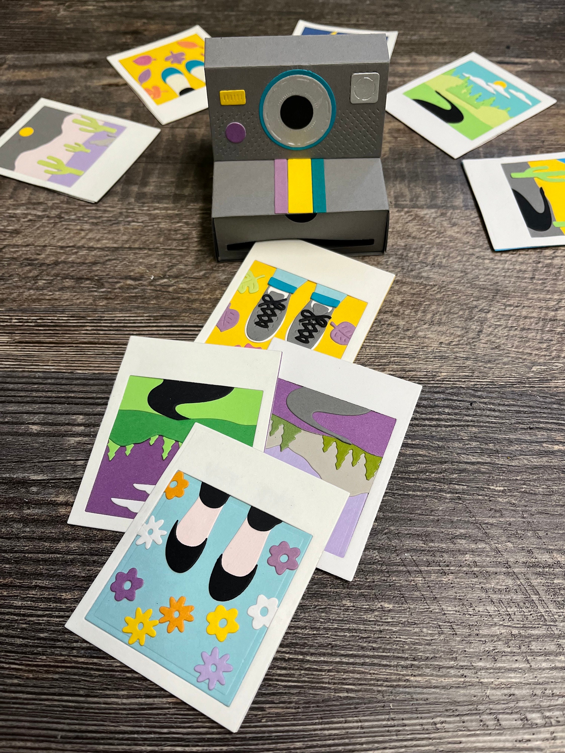 1 Handmade Paper Polaroid Camera and 5 Single Sided “polaroid” Cards ...