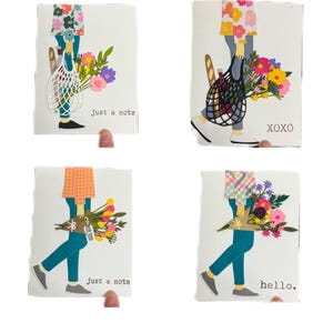 4 cartes faites main. Cartes de correspondance de variétés ! Chacune des 4 cartes est différente et unique.