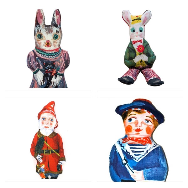 Nathalie Lete! Doll animal shaped Pillows! Authentic Original and Super Adorable.  You CHOOSE.