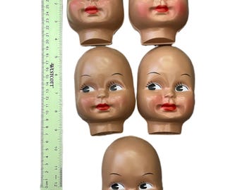 Vintage 4 1\2” doll faces. White side eye with brown skin tone, black eyes and lashes! New old stock. YOU CHOOSE!