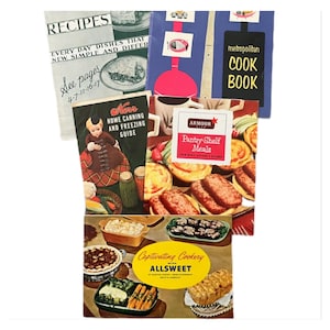 Vintage recipe pamphlet fold out small recipe booklets. 1930s-1960s. Very good pre owned condition!  YOU CHOOSE!