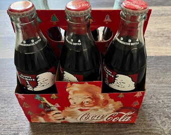 COCA-COLA 1994 Set of 6 - 8 Oz Bottles Happy Holidays