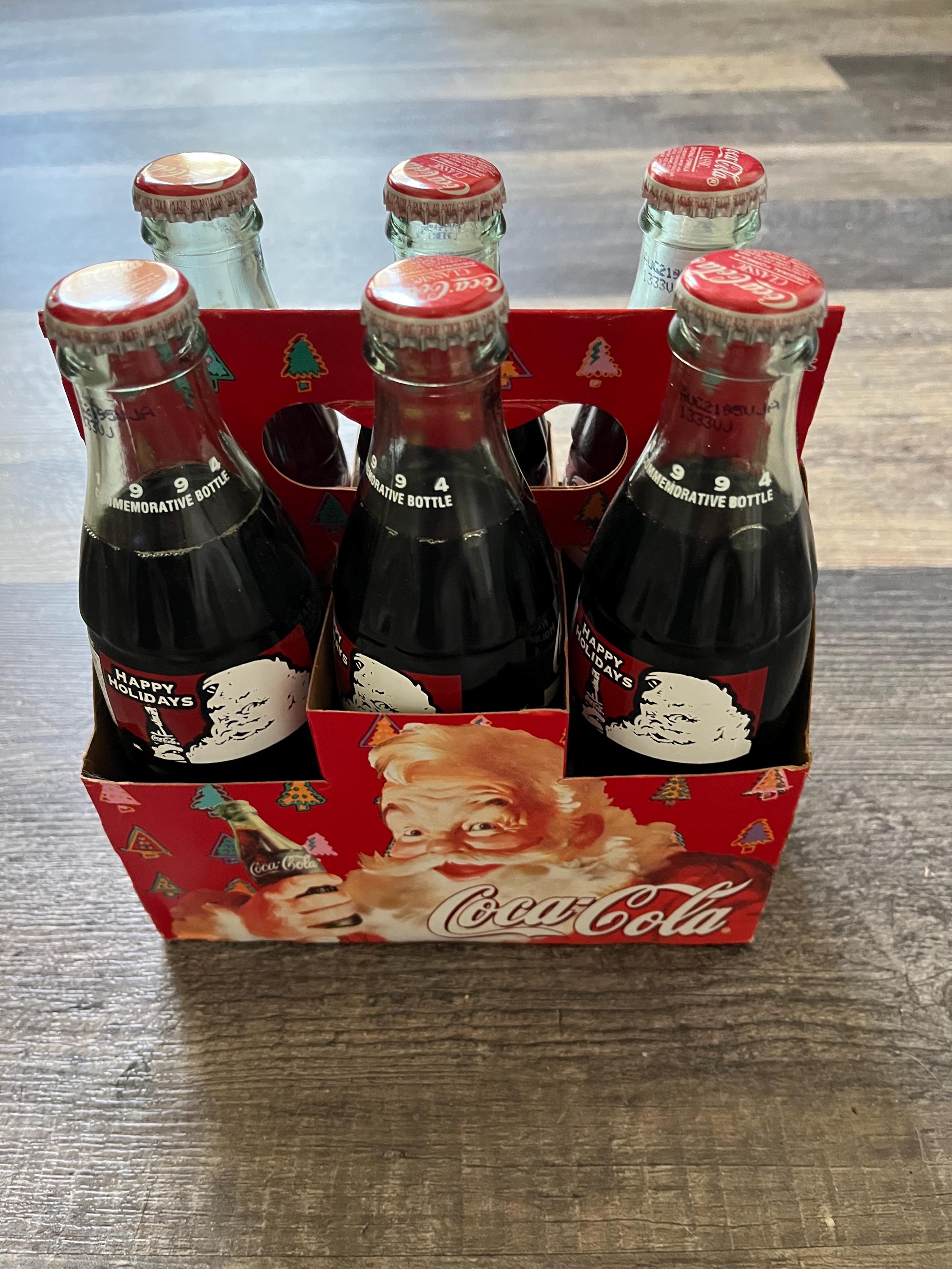 COCA-COLA 1994 Set of 6 - 8 Oz Bottles Happy Holidays