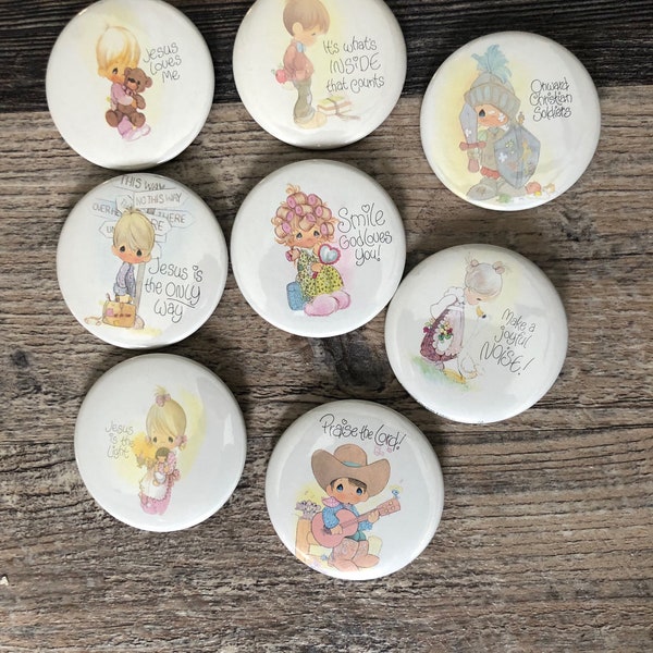 Vintage Precious Moments buttons pins. Hallmark 8 different pins.YOU CHOOSE!