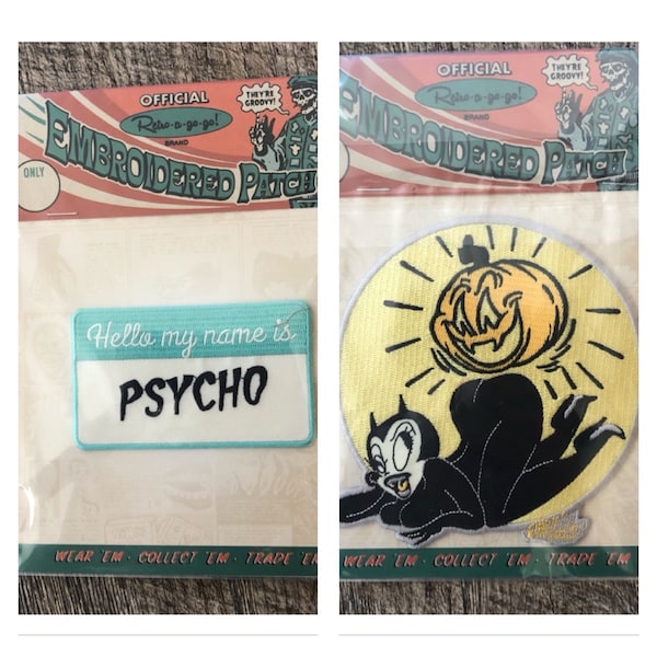 Retro a go go Patches! Psycho or Spookey friends!  YOU CHOOSE!