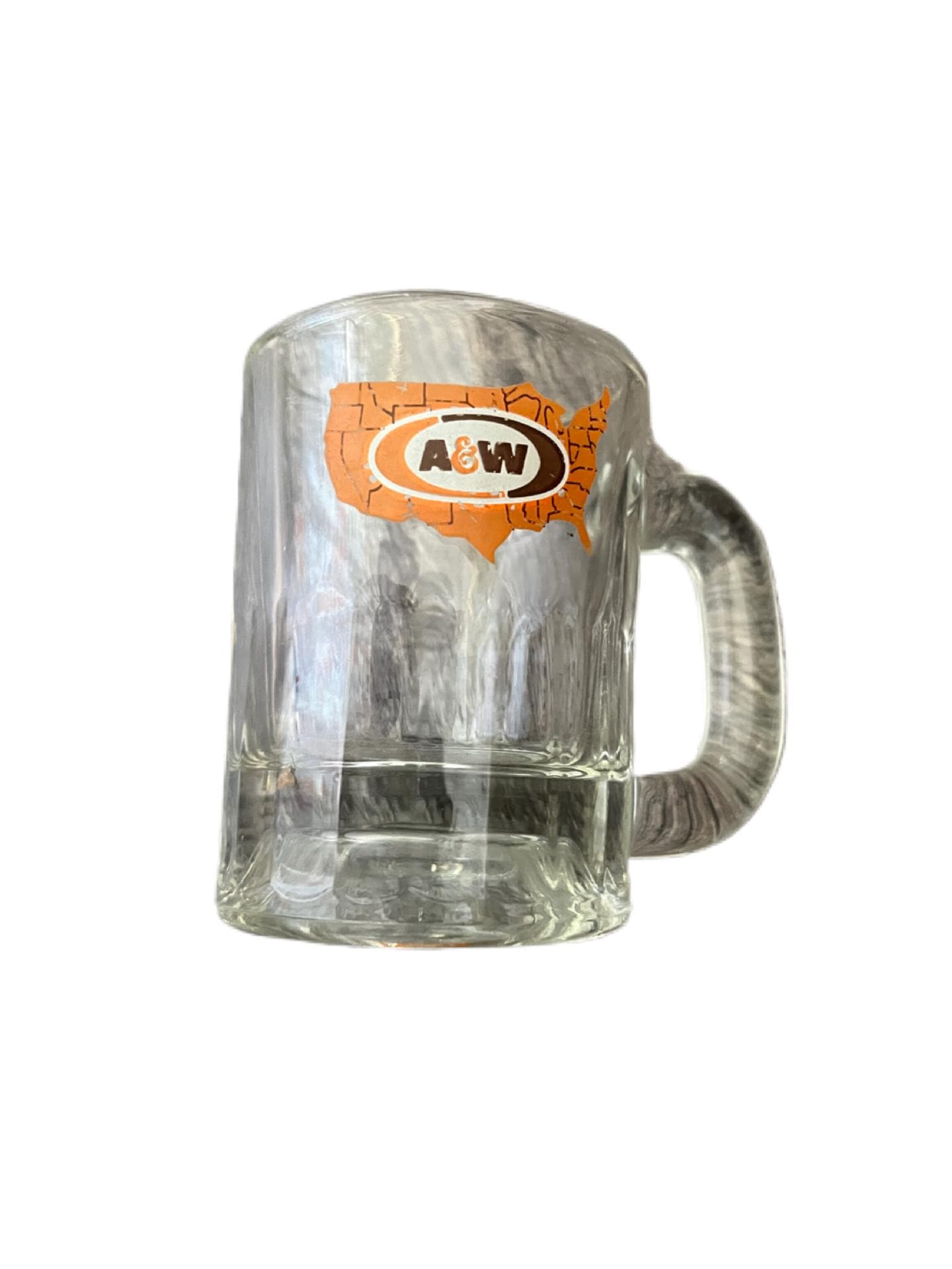 ビンテージ A&W ルートビア ミニマグ。USA ロゴ入り、高さ 3 インチの 