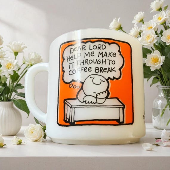 Vintage Ziggy Mug, Retro Milk Glass Coffee Mug! Tom Wilson! 1977