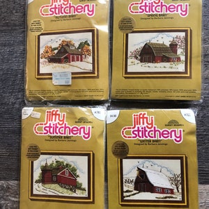 Jiffy Stitchery New old stock. 1977 BARNS Barbara Jennings designs. Preowned unopened. YOU CHOOSE.