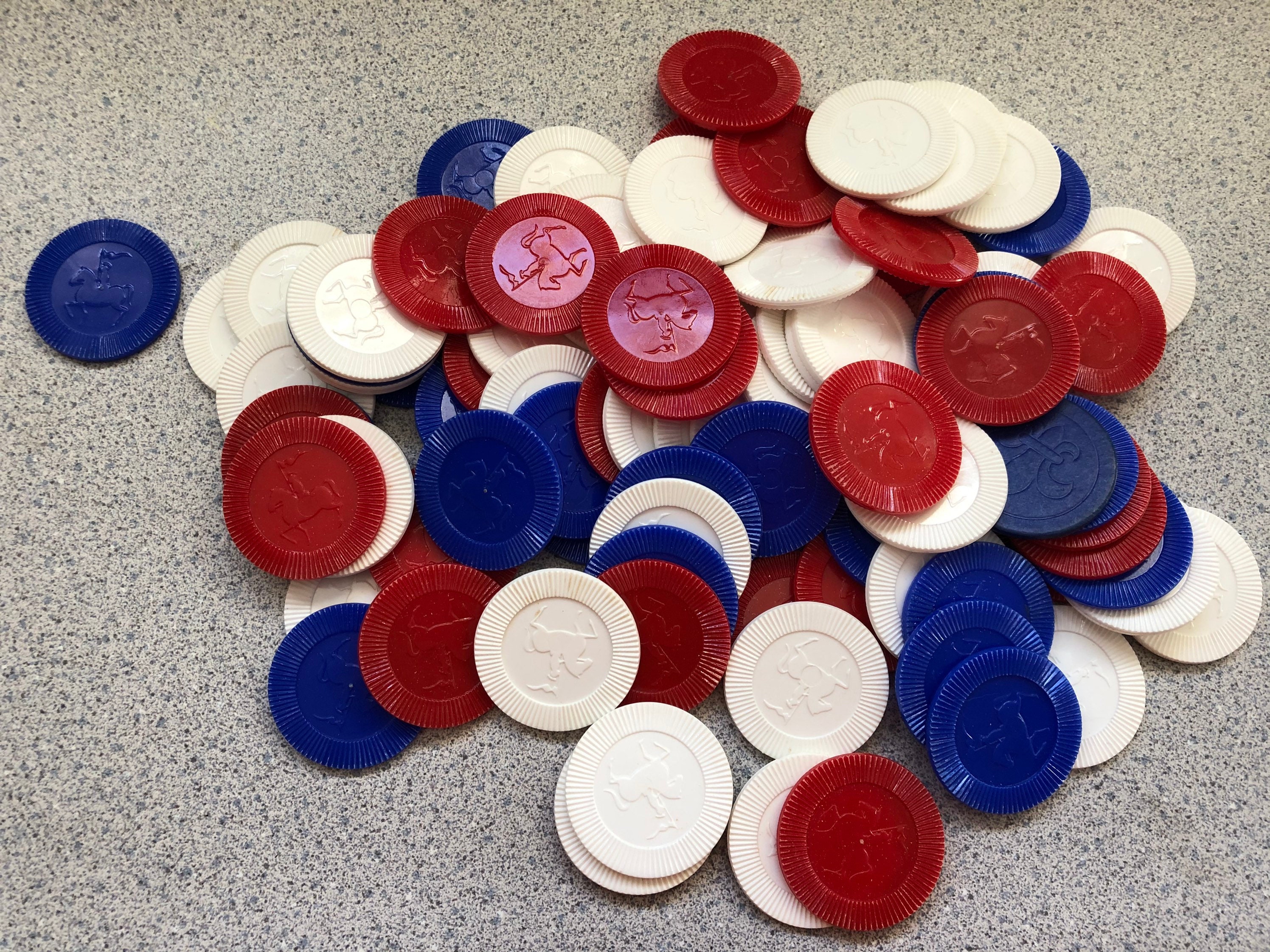 45 plastic stacking poker chips red white and blue horse Etsy Nederland