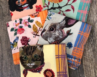 Nathalie Lete 5 piece Handkerchief Collection. Authentic Original.  Stunning prints. YOU CHOOSE!