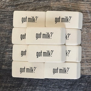 Vintage eraser. White Got Milk? Eraser New Old stock.