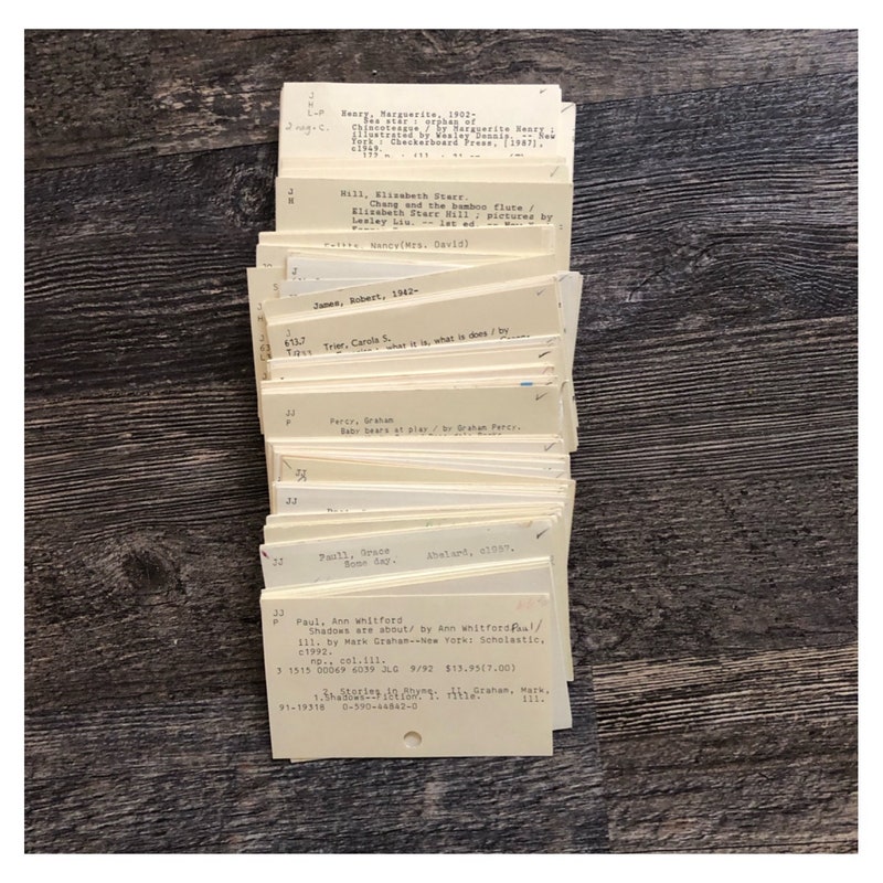 Library Card Catalog Etsy