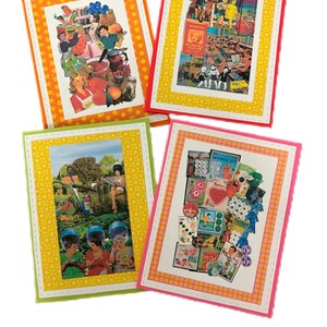 4 Handgemachte Collage Karten. Blanko Grußkarten! Jede der Karten ist anders und einzigartig.