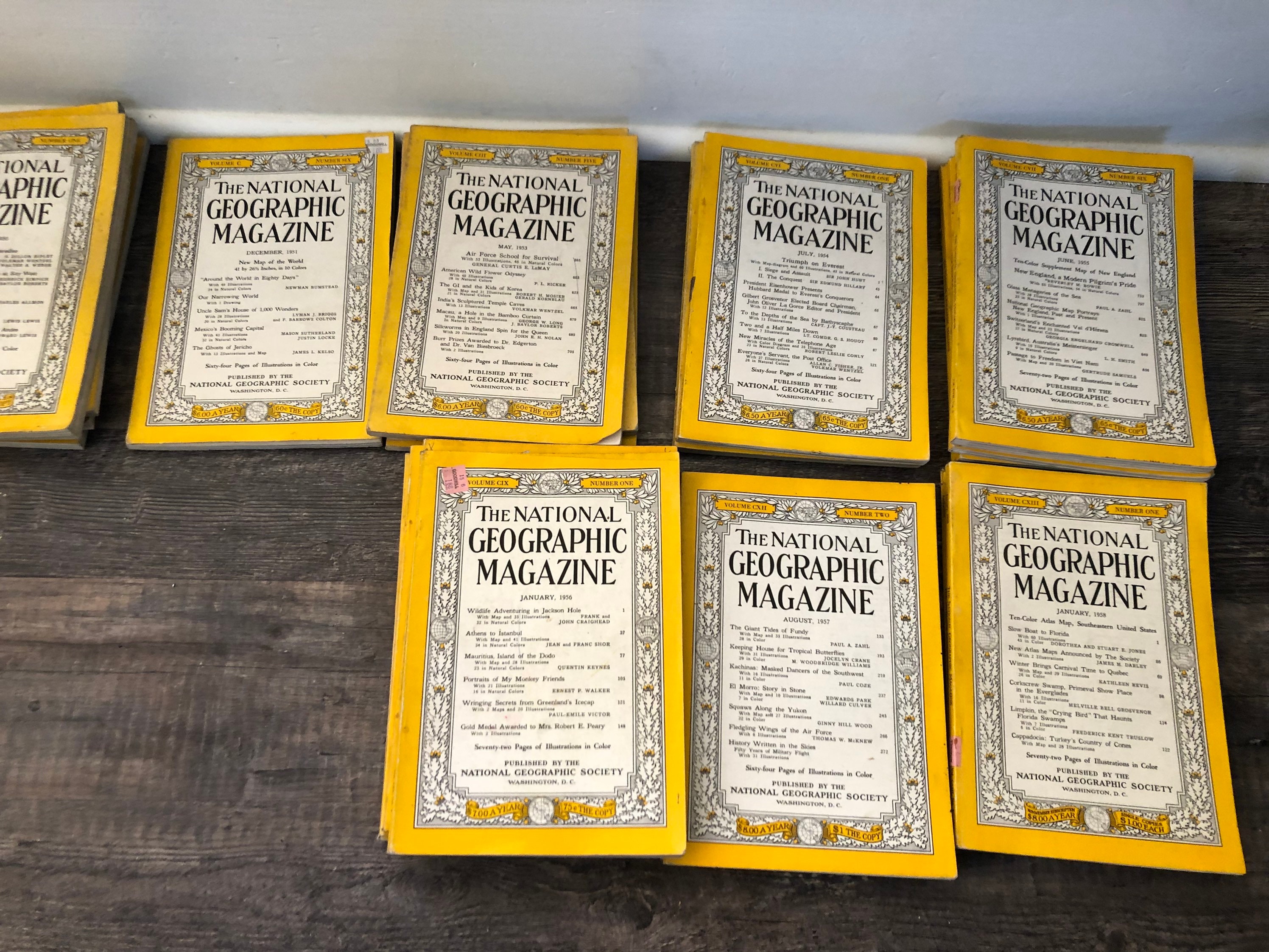 1950-1959 National Geographic Magazines. Good Condition. YOU