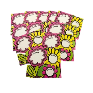 10 Vintage 1960s square card invites.  new old stock. Retro hippie style.