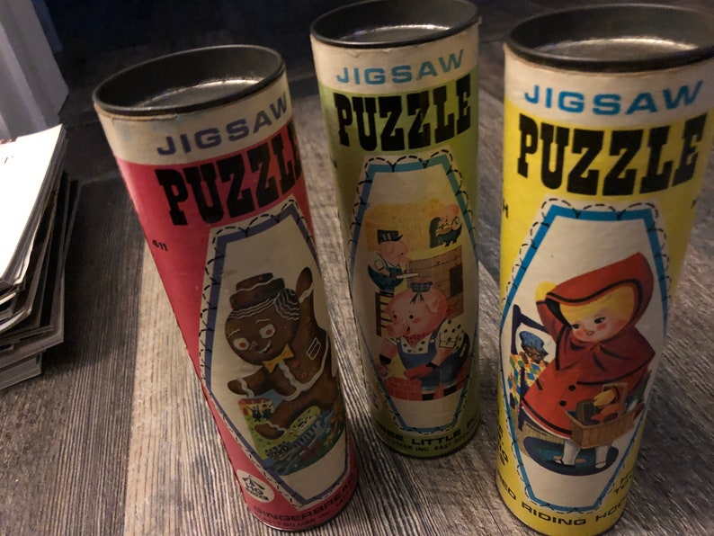 Set of 3 Vintage HG Toys Jigsaw Puzzles. 14 High Tin Storage Etsy