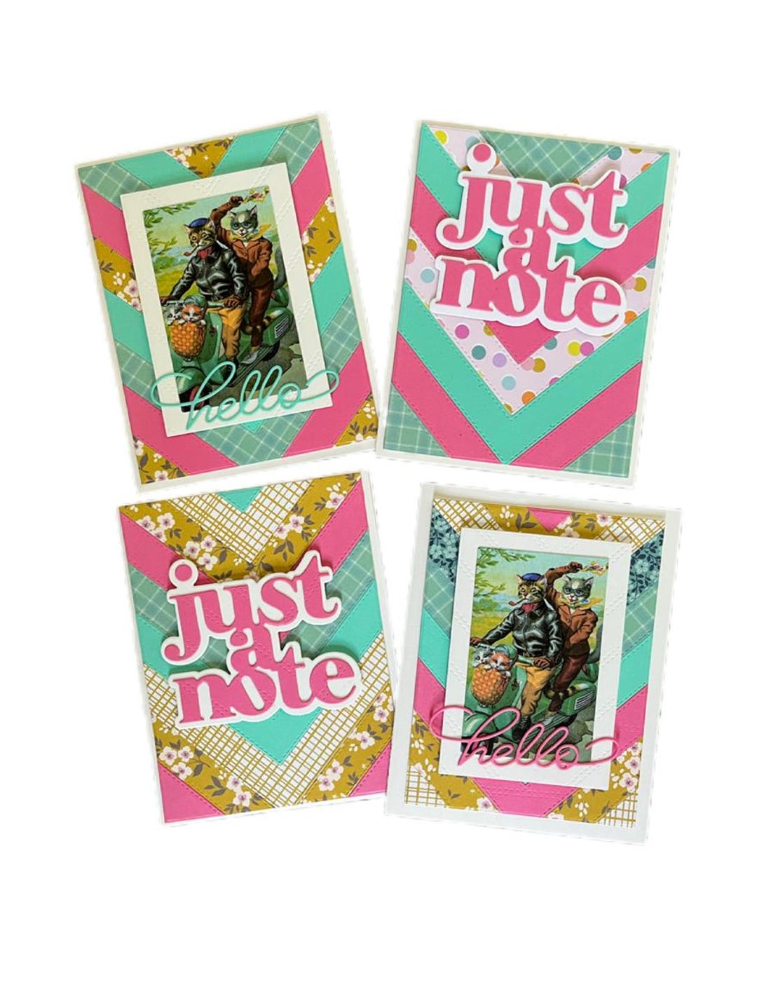 4 Handmade Cards. Blank Inside Note Cards! Each of the 4 Cards Are ...
