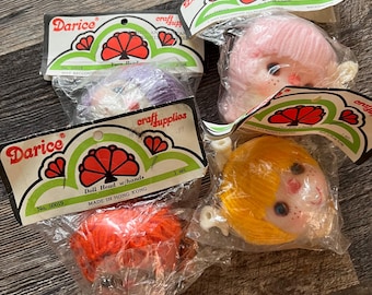 Vintage 3- 3 1/2” Darice or Westrim brand doll yarn heads and hands. Like strawberry shortcake faces. Mitzy doll. YOU CHOOSE!